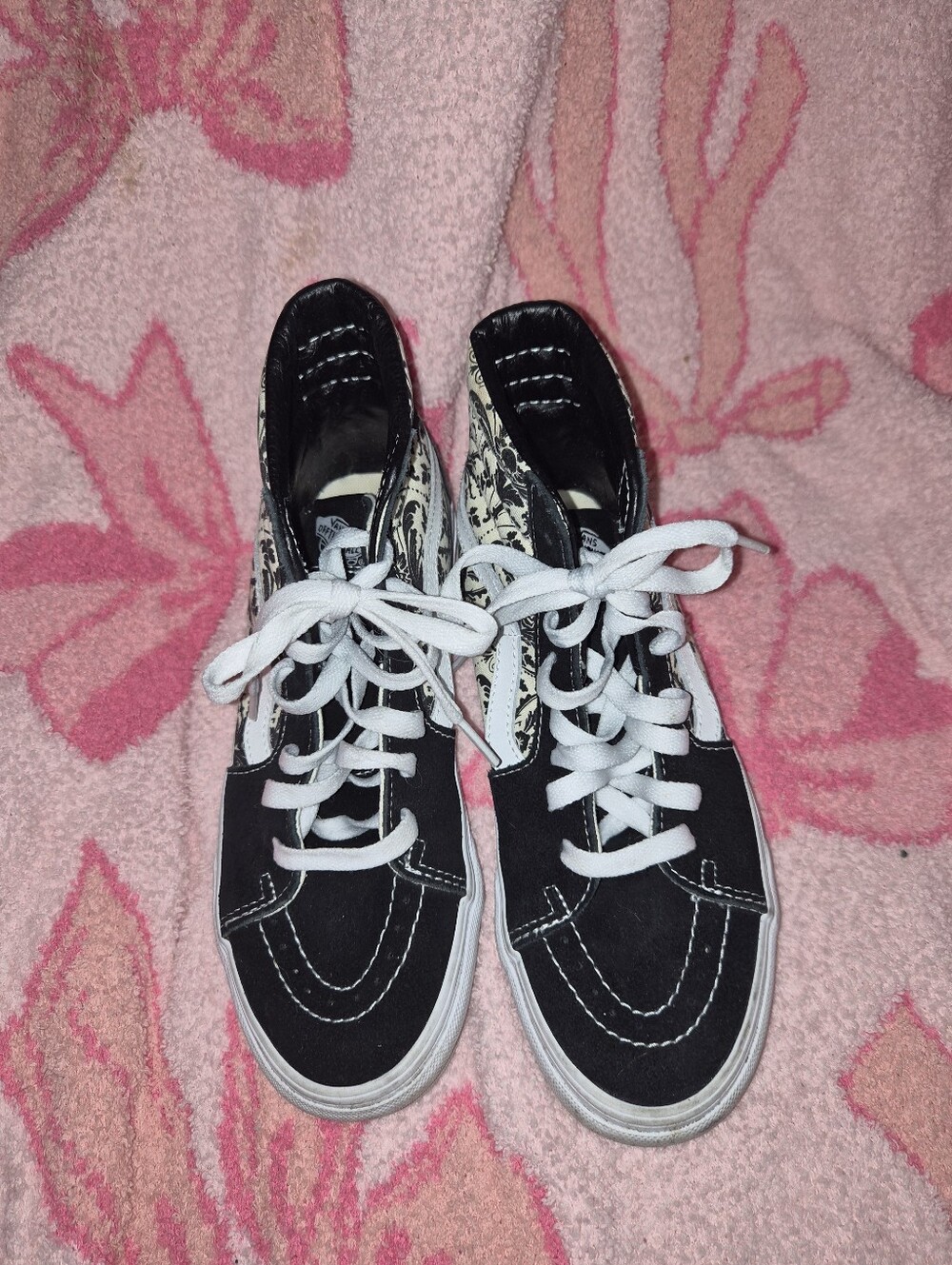 Vans Black & White High Top Sneakers with Graphic Side Panels